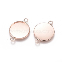 (Holiday Stock-Up Sale)201 Stainless Steel Cabochon Connector Settings, Plain Edge Bezel Cups, Flat Round, Rose Gold, Tray: 20mm, 31.5x22x2mm, Hole: 3mm(STAS-F191-15RG-H)