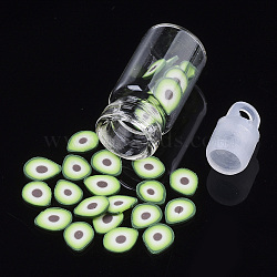 Handmade Polymer Clay Nail Art Decoration Accessories, with Glass Wishing Bottle and CCB Plastic Bottle Stopper, Avocado, Green, 4~8x4~5x0.5~1mm(X-MRMJ-S046-006F)