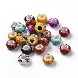 Spray Painted Opaque Acrylic European Beads, Large Hole Beads, Rondelle, Mixed Color, 12.5x7.5mm, Hole: 5mm, about 600pcs/500g(ACRP-F002-02)