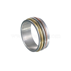 201 Stainless Steel Wide Band Rotating Finger Rings, Fidget Spinner Ring for Calming Worry Meditation, Multi-color, US Size 7(17.3mm)(FS-WGEF0B4-01)