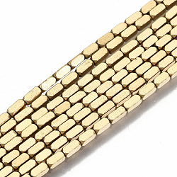 Electroplate Non-magnetic Synthetic Hematite Beads Strands, Cuboid, Real 18K Gold Plated, 3x1.5x1.5mm, Hole: 0.8mm, about 132~134pcs/strand, 15.98 inch~16.14 inch(40.6cm~41cm)(G-T114-51G)