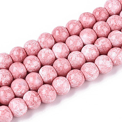 Baking Paint Glass Beads Strands, Round, Light Coral, 6~6.5mm, Hole: 1~1.2mm, about 142~143pcs/strand, 29.92~30.71 inch(76~78cm)(DGLA-N016-6mm-02)