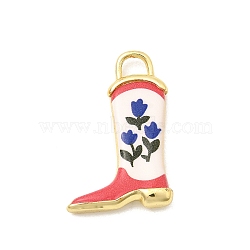Printed Brass Pendants, Shoes/Boot Charms, Long-Lasting Plated, Golden, Flower, 23x14.5x3mm, Hole: 3x2mm(KK-K274-06G-12)