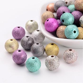 Mixed Color Round Spray Painted Acrylic Beads, Matte Style, Size: about 12mm  in diameter, hole: 2mm