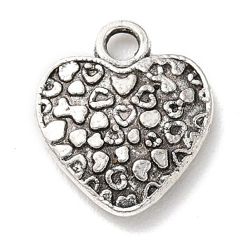Tibetan Style Alloy Pendants, Heart, Antique Silver, 15x12x2mm, Hole: 2mm, about 454pcs/500g