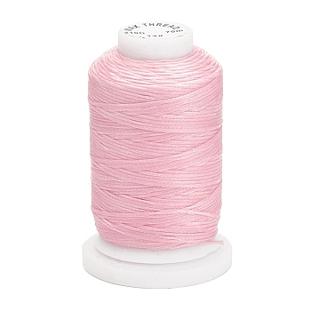 Waxed Polyester Cord, Flat, Pink, 1mm, about 76.55 yards(70m)/roll