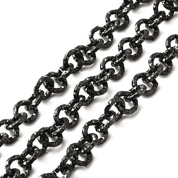 Ion Plating(IP) 304 Stainless Steel Textured Cable Chains, with Spool, Unwelded, Gunmetal, 7~8x1.2~1.5mm, about 16.40 Feet(5m)/Roll