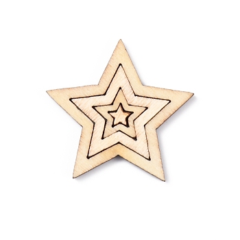 Unfinished Wood Piece Decorations, DIY Craft Supplies, Star, Antique White, 0.95~1.8x1~3x0.25c,  100pcs/bag