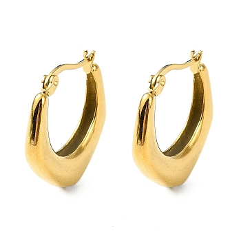 304 Stainless Steel Hoop Earrings, Jewely foe Women, Real 18K Gold Plated, Triangle, 24.5x5mm