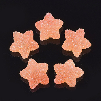 Resin Cabochons, Two-tone Star, Light Salmon, 17~18.5x17.5~19x9~10.5mm