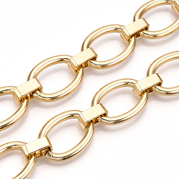 Aluminum Oval Link Chains, Unwelded, Light Gold, 27.5x19x4mm, 12x5x1.5mm