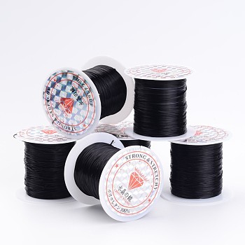 Flat Elastic Crystal String, Elastic Beading Thread, for Stretch Bracelet Making Fit Beading Jewelry Cord, Black, 0.8mm, about 10.93 yards(10m)/roll