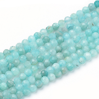 Natural Amazonite Beads Strands, Faceted, Round, 3mm, Hole: 0.5mm, about 142pcs/strand, 15.16 inch