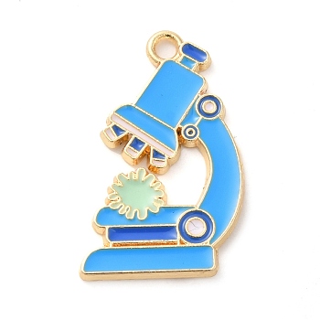 Alloy Enamel Pendants, Golden, Microscope, 26x15x1.5mm, Hole: 1.8mm