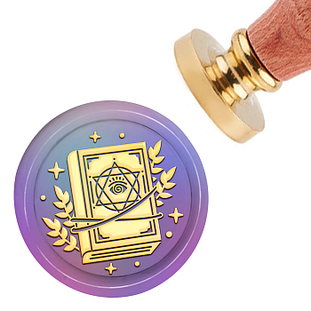 Brass Wax Seal Stamp with Handle, for DIY Scrapbooking, Book Pattern, 3.5x1.18 inch(8.9x3cm)