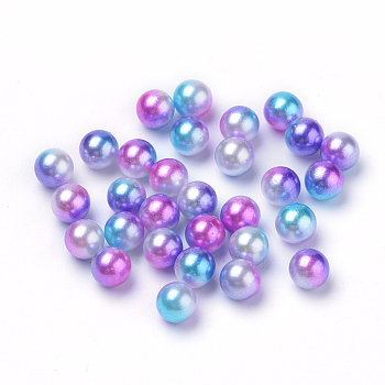 Rainbow Acrylic Imitation Pearl Beads, Gradient Mermaid Pearl Beads, No Hole, Round, Medium Orchid, 4mm, about 15800pcs/500g