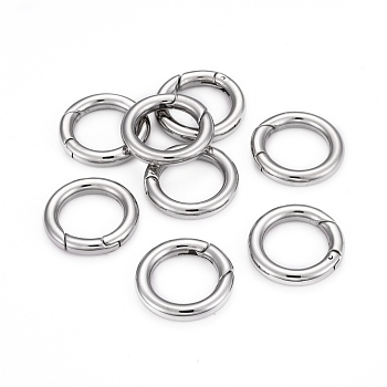 304 Stainless Steel Spring Gate Rings, O Rings, Manual Polishing, Stainless Steel Color, 20x3.5mm