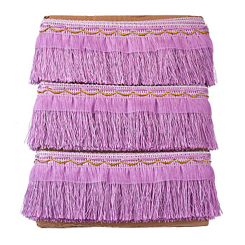 Polyester Tassel Fringe Trimming, Curtain Decoration, Costume Accessories, Lilac, 100x1mm, 12m/card