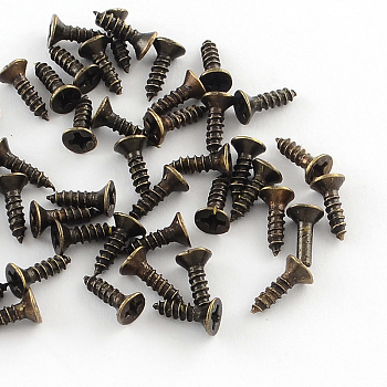 Iron Screws Findings, Antique Bronze, 7x4mm, pin: 2mm, about 3755pcs/500g
