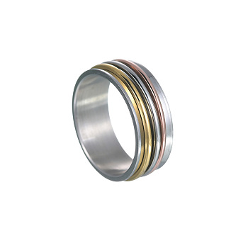 201 Stainless Steel Wide Band Rotating Finger Rings, Fidget Spinner Ring for Calming Worry Meditation, Multi-color, US Size 7(17.3mm)