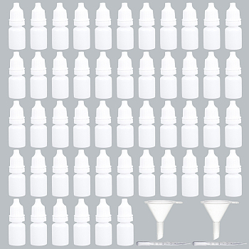 50 Pcs Plastic Glue Bottles with 2Pcs Disposable Plastic Dropper with 2Pcs Transparent Plastic Funnel Hopper, White, 1.85x5.15cm, Inner Diameter: 0.85cm, Capacity: 5ml(0.17fl. oz)