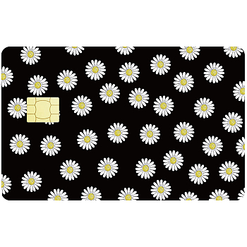 PVC Plastic Waterproof Card Stickers, Self-adhesion Card Skin for Bank Card Decor, Rectangle, April Daisy, 186.3x137.3mm