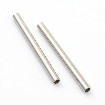 304 Stainless Steel Beads, Tube Beads, Stainless Steel Color, 30x2.5mm, Hole: 1.8mm