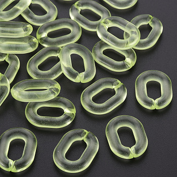 Transparent Acrylic Linking Rings, Quick Link Connectors, for Cable Chains Making, Oval, Green Yellow, 24x18x5mm, Inner Diameter: 13x7mm, about 403pcs/500g