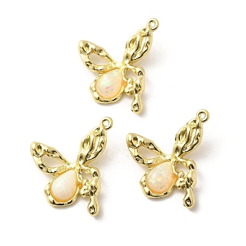 Resin Pendants, Butterfly, with Alloy Findings, Rack Plating, Lead Free & Cadmium Free & Nickel Free , Golden, 30.5x28x6mm, Hole: 1.2mm