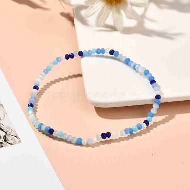 Faceted Round Glass Beads Stretch Bracelet for Teen Girl Women(BJEW-JB07072-02)-4