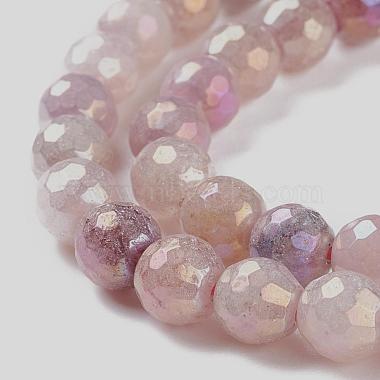 Round Natural Electroplated Strawberry Quartz Beads(G-P447-B04-01)-3