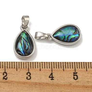 Rack Plating Brass Pave Natural Paua Shell Pendants(KK-U025-08P-01)-3