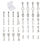 36Pcs 9 Style Brass Ice Pick Pinch Bails, Platinum, 9~28x8~28x5~28mm, Hole: 4~8x3~9mm, pin: 0.7~1mm, 4pcs/style(KK-SC0002-57)