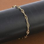304 Stainless Steel Dapped Chains Bracelets for Women, Ion Plating(IP), Long-Lasting Plated, Golden, 6.69 inch(17cm), link: 9.5x4.5x1mm(BJEW-D466-08B-G)