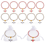 2Pcs Acrylic & Plastic Beads Bracelets, Cross Charm Bracelets for Women Men, Mixed Color, Perimeter: 7-7/8 inch(20cm)(BJEW-HS00006)