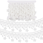 Star & Moon Polyester Lace Trim Ribbon, Clothes Accessories, White, 2-3/4 inch(71mm), 5 Yards(OCOR-WH20003-11A-02)