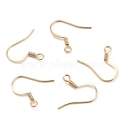 Brass Earring Hooks, Ear Wire, with Horizontal Loop, Real 24K Gold Plated, 16~18x16~18x1.5mm, Hole: 2mm, Pin: 0.8mm(X-KK-O131-08G)
