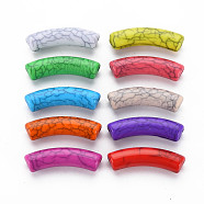 Opaque Crackle Acrylic Beads, Curved Tube, Mixed Color, 32x10x8mm, Hole: 1.8mm, about 330pcs/500g(MACR-S372-002N)