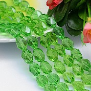 Faceted Polyhedron Imitation Austrian Crystal Bead Strands, Grade AAA, Light Green, 13x10mm, Hole: 0.9~1mm, about 30pcs/strand, 15.7 inch(G-M190-13x10mm-16A)