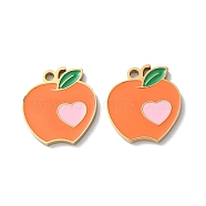 Ion Plating(IP) 304 Stainless Steel Charms, with Enamel, Apple with Heart Charm, Golden, 14.5x13x1.5mm, Hole: 1.5mm(STAS-C083-19G-01)