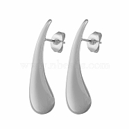 304 Stainless Steel Stud Earrings for Women, Teardop, Stainless Steel Color, no size(IL8099-1)