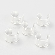 304 Stainless Steel Ear Cuff Findings, with Hole and Word Happy, Silver, 11x7mm, Hole: 1mm(STAS-H151-11S)