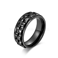 Gear Titanium Steel Rotating Finger Ring, Fidget Spinner Ring for Calming Worry Meditation, Black, US Size 10(19.8mm)(PW-WG94989-10)