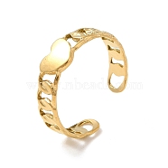 Ion Plating(IP) 304 Stainless Steel Heart Open Cuff Ring for Women, Real 18K Gold Plated, US Size 6 1/4(16.7mm)(RJEW-E066-02G)