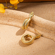 Vintage Brass Snake Shaped Wrap Stud Earrings for Women, Golden, 27x15mm(CV7911)