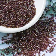 MIYUKI Round Rocailles Beads, Japanese Seed Beads, 11/0, (RR2461) Transparent Dark Topaz AB, 2x1.3mm, Hole: 0.8mm, about 5500pcs/50g(SEED-X0054-RR2461)