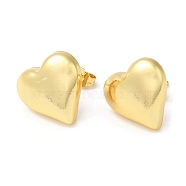 Rack Plating Brass Heart Stud Earrings, Real 18K Gold Plated, 14.5x15.5mm(EJEW-Q766-02G)
