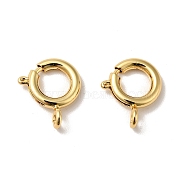 Brass Spring Ring Clasps, Cadmium Free & Nickel Free & Lead Free, Real 18K Gold Plated, 12.5x10x2mm, Hole: 1.5mm(KK-J301-17G)