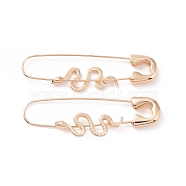 Alloy Safety Pin with Snake Hoop Earrings for Women, Light Gold, 50x14x3mm, Pin: 0.6mm(EJEW-E176-01KCG)