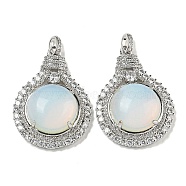 Opalite with Clear Cubic Zirconia Pendants, Lamp Bulb Charms with Rack Plating Brass Findings, Platinum, Cadmium Free & Lead Free, 35x25x8.8~9.6mm, Hole: 2.8x3.9mm(G-G133-01P-24)